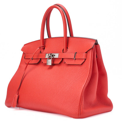 HERMES Birkin 35 Handbag Tryon Rose Jaipur  Silver-Tone Hardware, Pre-Owned