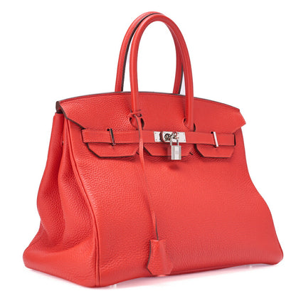 HERMES Birkin 35 Handbag Tryon Rose Jaipur  Silver-Tone Hardware, Pre-Owned