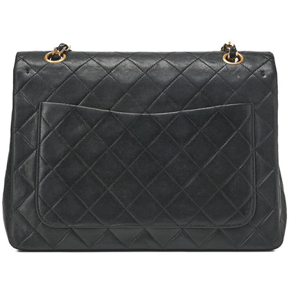CHANEL Matlassse Double Flap Chain Shoulder Bag Lambskin Black Gold-Tone Hardware, Pre-Owned