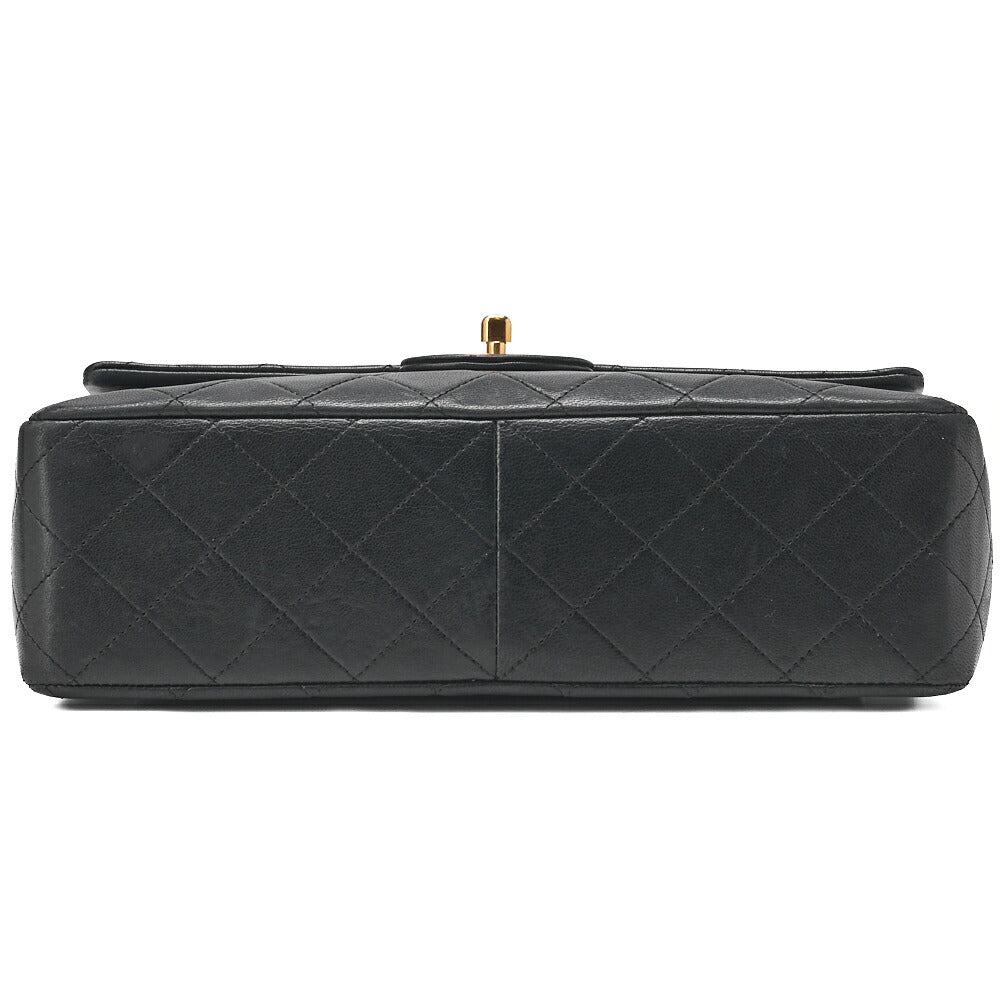 CHANEL Matlassse Double Flap Chain Shoulder Bag Lambskin Black Gold-Tone Hardware, Pre-Owned