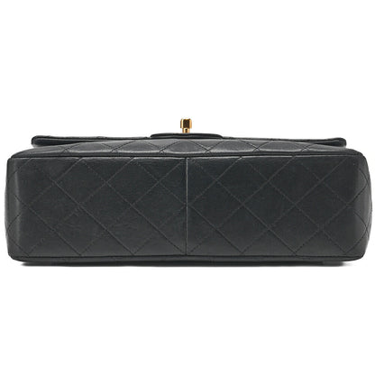 CHANEL Matlassse Double Flap Chain Shoulder Bag Lambskin Black Gold-Tone Hardware, Pre-Owned