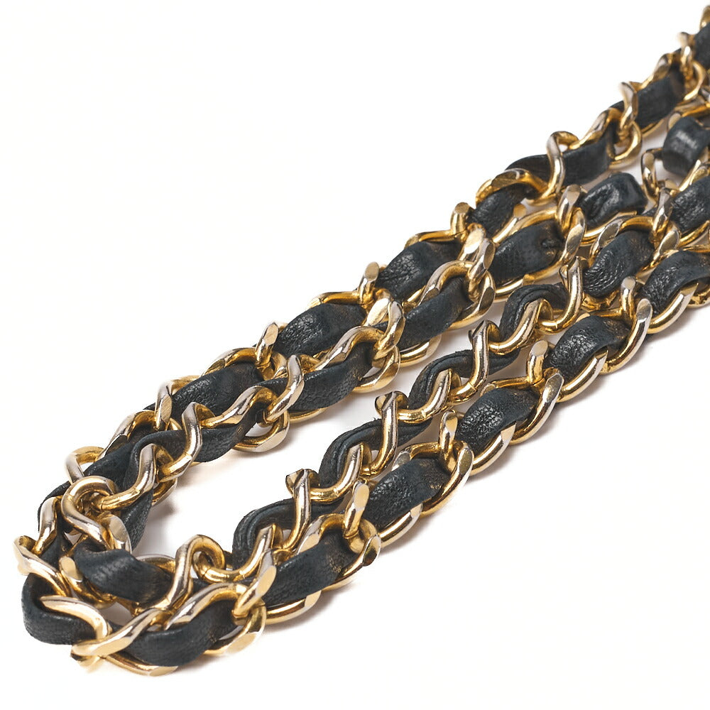 CHANEL Matlassse Double Flap Chain Shoulder Bag Lambskin Black Gold-Tone Hardware, Pre-Owned