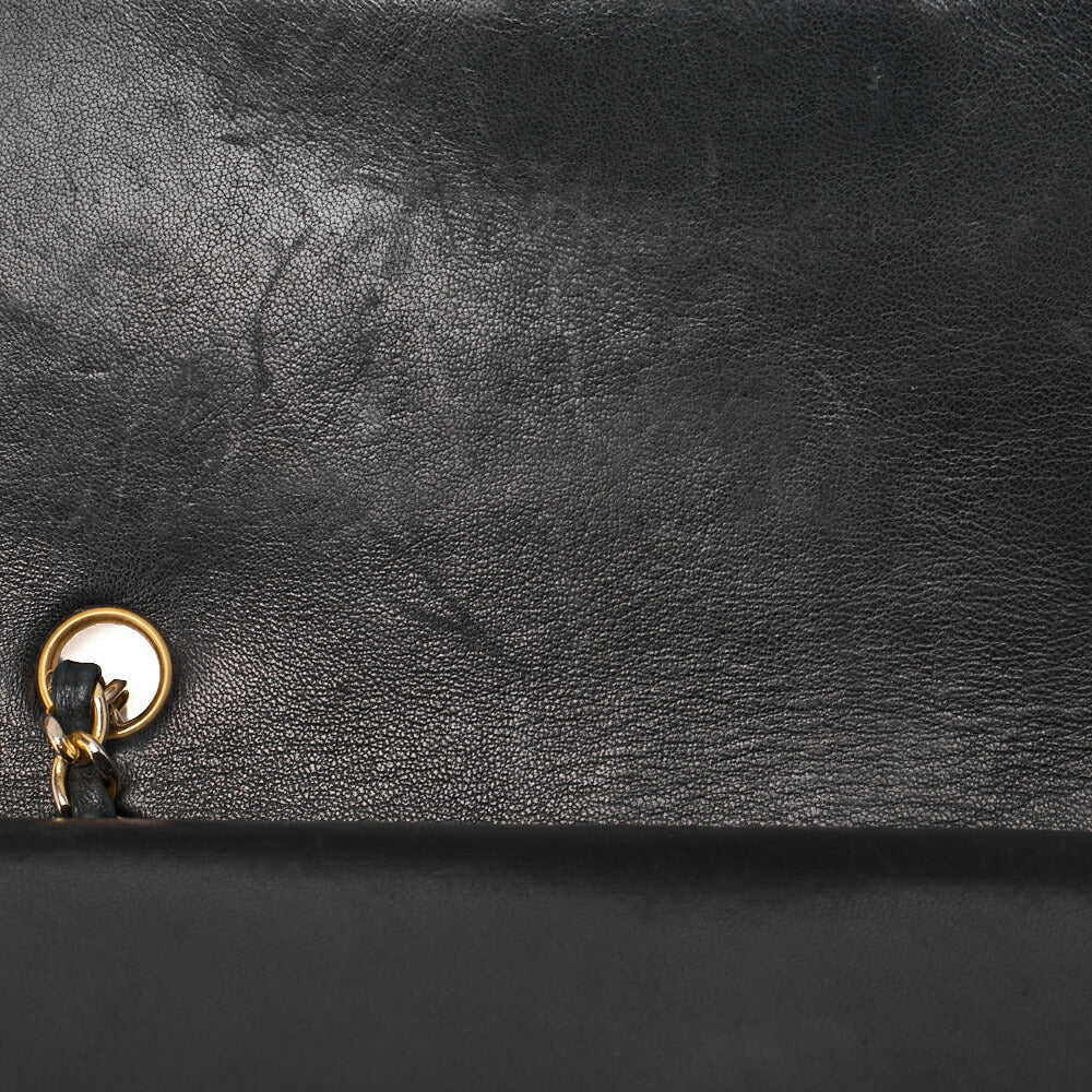 CHANEL Matlassse Double Flap Chain Shoulder Bag Lambskin Black Gold-Tone Hardware, Pre-Owned