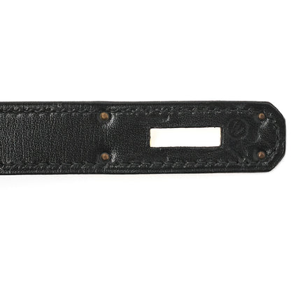 HERMES Kelly 32 Handbag Box Calf Black Black Exterior Stitching Gold-Tone Hardware, Pre-Owned