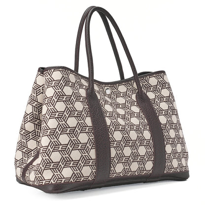 HERMES Garden Party PM Tote Bag Toal Assault Brown Silver-Tone Hardware, Pre-Owned