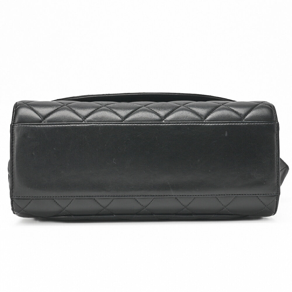 CHANEL One Shoulder Bag Coco Mark Round Flap Lambskin Black Gold-Tone Hardware, Pre-Owned]
