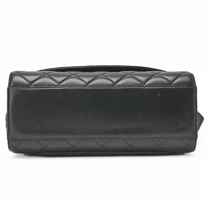 CHANEL One Shoulder Bag Coco Mark Round Flap Lambskin Black Gold-Tone Hardware, Pre-Owned]