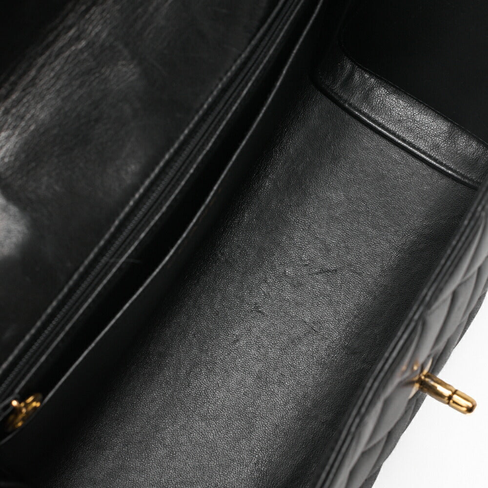 CHANEL One Shoulder Bag Coco Mark Round Flap Lambskin Black Gold-Tone Hardware, Pre-Owned]