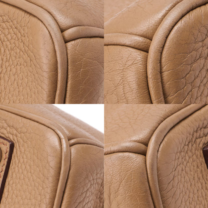 HERMES Birkin 35 Handbag Triyon Camel Silver-Tone Hardware, Pre-Owned