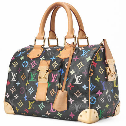 LOUIS VUITTON Louis Vuitton Handtasche Monogram Multicolor Speedy 30 Handtasche Schwarz M92642 Goldfarbene Hardware, Gebraucht