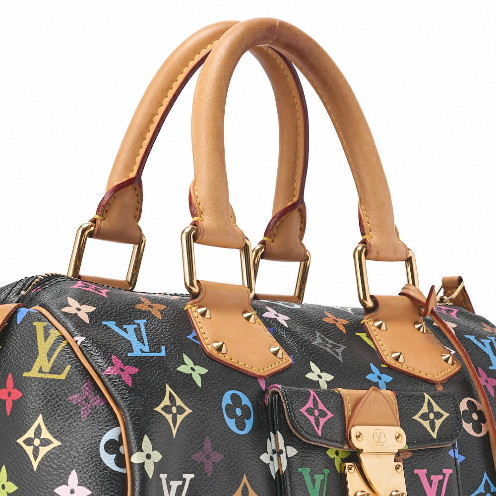 LOUIS VUITTON Louis Vuitton Handtasche Monogram Multicolor Speedy 30 Handtasche Schwarz M92642 Goldfarbene Hardware, Gebraucht