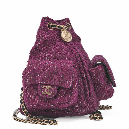 CHANEL Rucksack Matelasse Tweed Mini Size Purple Gold-Tone Hardware, Pre-Owned