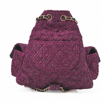 CHANEL Rucksack Matelasse Tweed Mini Size Purple Gold-Tone Hardware, Pre-Owned