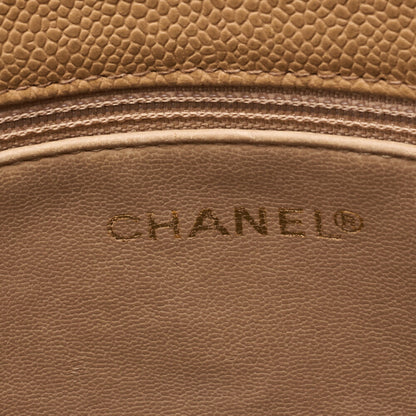 CHANEL Big Coco Mark Tote Bag Caviar Skin Beige Gold-Tone Hardware, Pre-Owned