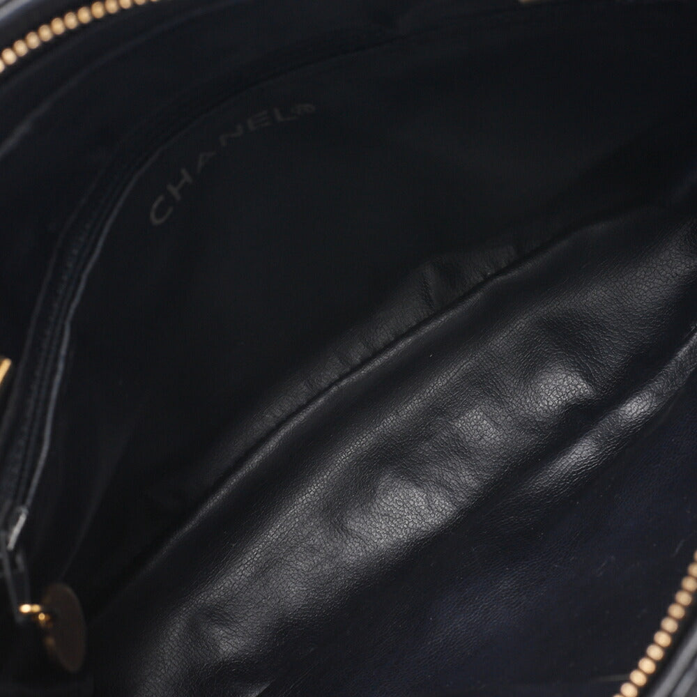 CHANEL Shoulder Bag Matelasse Plate Charm Fan Shaped Chain Shoulder Lambskin Navy Gold-Tone Hardware, Pre-Owned