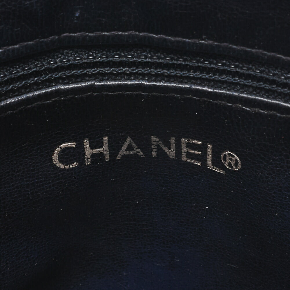 CHANEL Shoulder Bag Matelasse Plate Charm Fan Shaped Chain Shoulder Lambskin Navy Gold-Tone Hardware, Pre-Owned