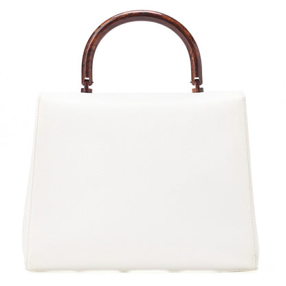 CHANEL Handbag Turnlock Kelly Shape Wood Pattern Caviar Skin White Gold-Tone Hardware, Pre-Owned