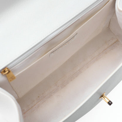CHANEL Handbag Turnlock Kelly Shape Wood Pattern Caviar Skin White Gold-Tone Hardware, Pre-Owned