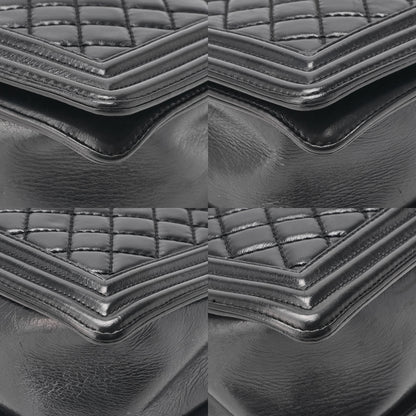 CHANEL Handbag Boston Bag Calfskin Matelasse Braided 2-Way White & Black Silver-Tone Hardware, Pre-Owned