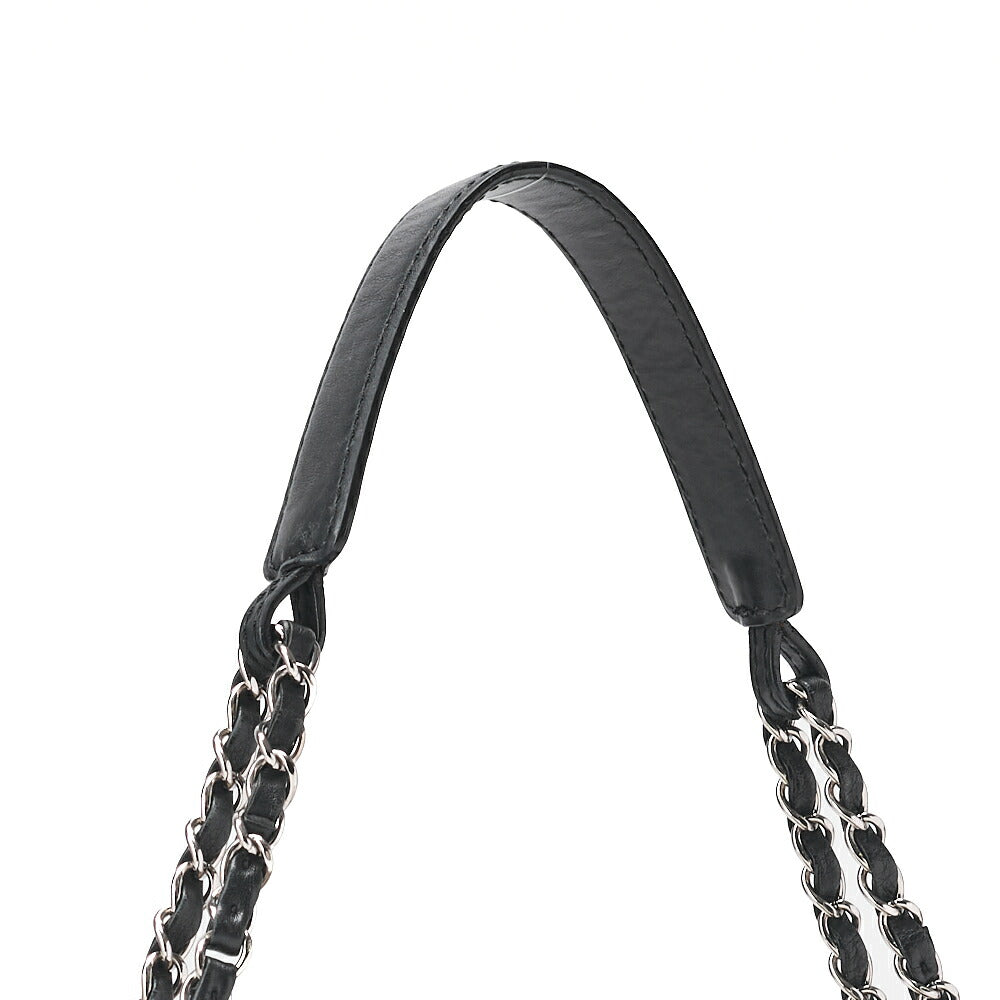 CHANEL One Shoulder Bag Turnlock Tweed Pattern Canvas Bicolor Silver-Tone Hardware, Pre-Owned