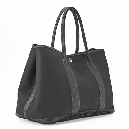 HERMES Garden Party PM Tote Bag Toval Ophezhe Black Silver-Tone Hardware, Pre-Owned