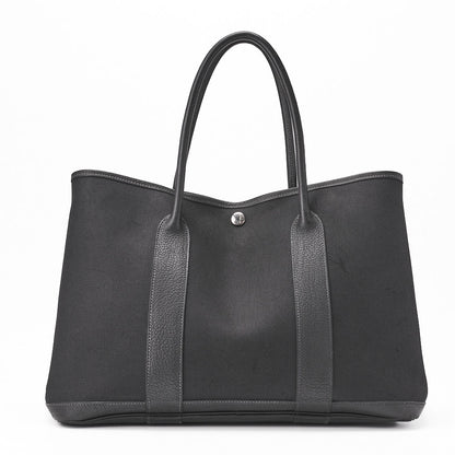 HERMES Garden Party PM Tote Bag Toval Ophezhe Black Silver-Tone Hardware, Pre-Owned