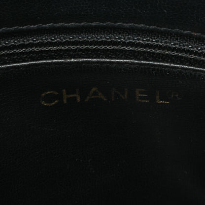 CHANEL Shoulder Bag Coco Mark Ball Charm Caviar Skin Black Gold-Tone Hardware, Pre-Owned