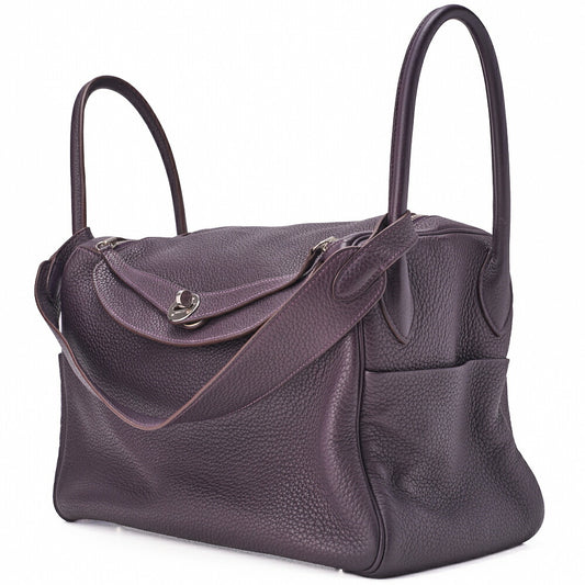 HERMES Lindy 34 Shoulder Bag Triyon Clemence Lesan Silver-Tone Hardware, Pre-Owned
