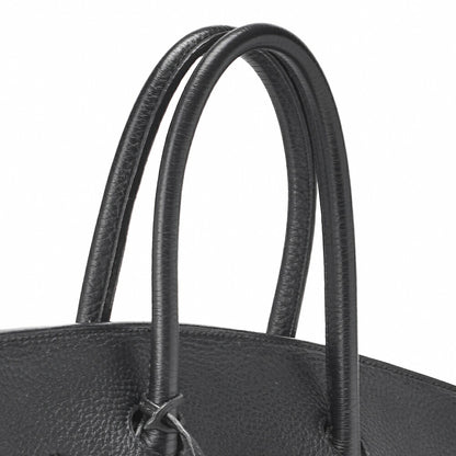 HERMES Birkin 35 Handbag Tryon Black Silver-Tone Hardware, Pre-Owned