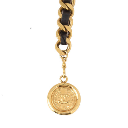 CHANEL Cocomark Chain Belt GP X Leather Black Gold (Gold Plated) Gold-Tone Hardware, Pre-Owned