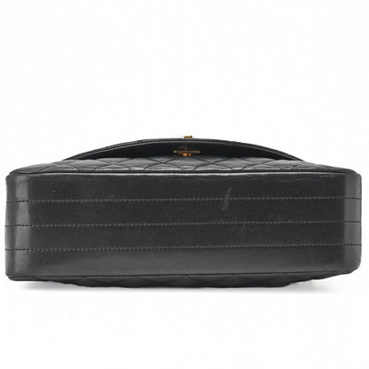 CHANEL Chain Shoulder Bag Matlasse Lambskin Black Round Flap Turnlock Gold-Tone Hardware, Pre-Owned