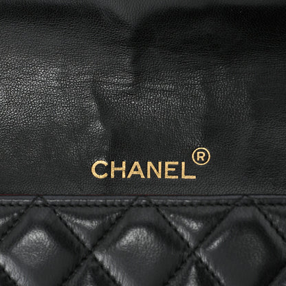 CHANEL Chain Shoulder Bag Matlasse Lambskin Black Round Flap Turnlock Gold-Tone Hardware, Pre-Owned