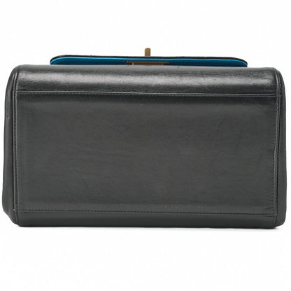 CHANEL Chanel Chocolate Bar 2.55 Lock Chain Shoulder Lambskin Black  Blue Gold-Tone Hardware, Pre-Owned