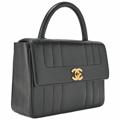 CHANEL Chanel Handbag Mademoiselle Turnlock Lambskin Black Gold-Tone Hardware, Pre-Owned