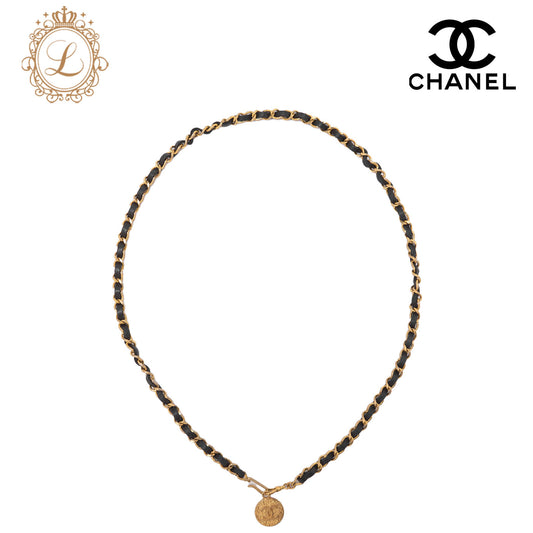 CHANEL Cocomark Chain Belt GP X Leather Black  Gold (Gold Plated) Gold-Tone Hardware, Pre-Owned