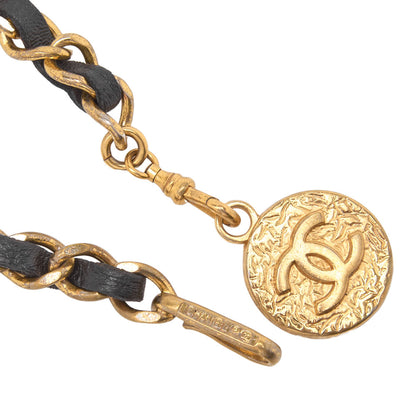 CHANEL Cocomark Chain Belt GP X Leather Black  Gold (Gold Plated) Gold-Tone Hardware, Pre-Owned