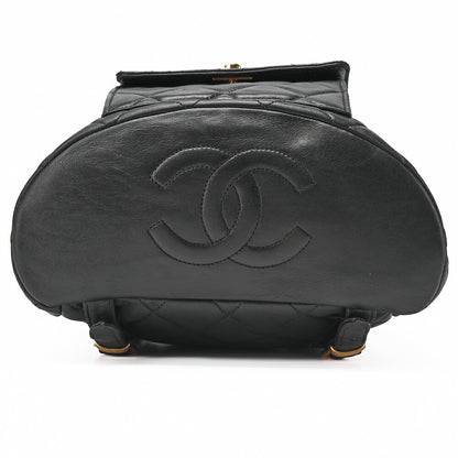 CHANEL Matlasse Outside Flap Turnlock Chain Backpack Lambskin Black Gold-Tone Hardware, Pre-Owned
