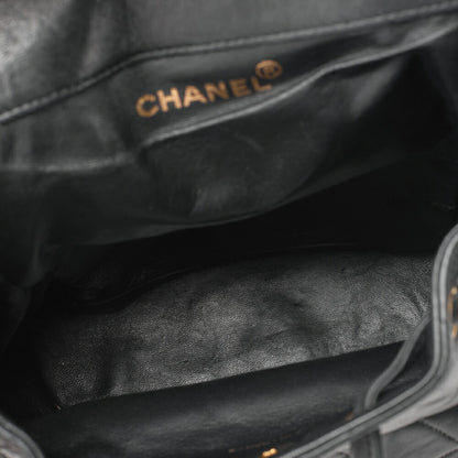 CHANEL Matlasse Outside Flap Turnlock Chain Backpack Lambskin Black Gold-Tone Hardware, Pre-Owned