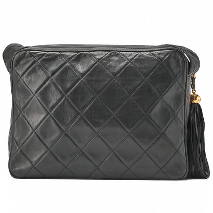 CHANEL Matlasse Coco Mark Fringe Large Size Shoulder Lambskin Black Gold-Tone Hardware, Pre-Owned