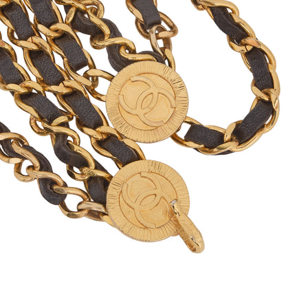 CHANEL Cocomark Chain Belt GP X Leather Black  Gold (Gold Plated) Gold-Tone Hardware, Pre-Owned