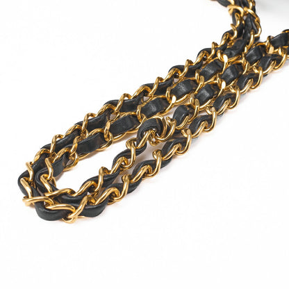 CHANEL Shoulder Bag Matelassé Double Flap 25cm Chain Shoulder Lambskin Black Gold-Tone Hardware, Pre-Owned