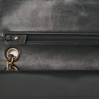 CHANEL Shoulder Bag Matelassé Double Flap 25cm Chain Shoulder Lambskin Black Gold-Tone Hardware, Pre-Owned