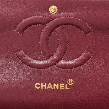 CHANEL Shoulder Bag Matelassé Double Flap 25cm Chain Shoulder Lambskin Black Gold-Tone Hardware, Pre-Owned
