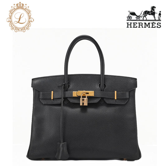 HERMES Birkin 30 Tote Bag Ardennes Black (Gold-Tone Hardware, Pre-Owned