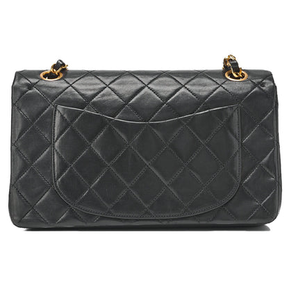 CHANEL Chain Shoulder Bag Matelassé Double Flap 23cm Lambskin Black Gold-Tone Hardware, Pre-Owned