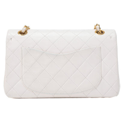 CHANEL Shoulder Bag Matlasse Double Flap 23cm Chain Shoulder Lambskin White Gold-Tone Hardware, Pre-Owned
