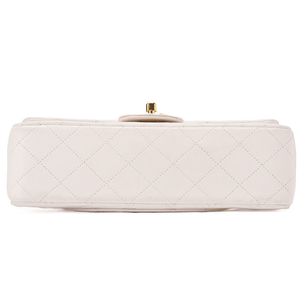 CHANEL Shoulder Bag Matlasse Double Flap 23cm Chain Shoulder Lambskin White Gold-Tone Hardware, Pre-Owned