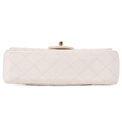 CHANEL Shoulder Bag Matlasse Double Flap 23cm Chain Shoulder Lambskin White Gold-Tone Hardware, Pre-Owned