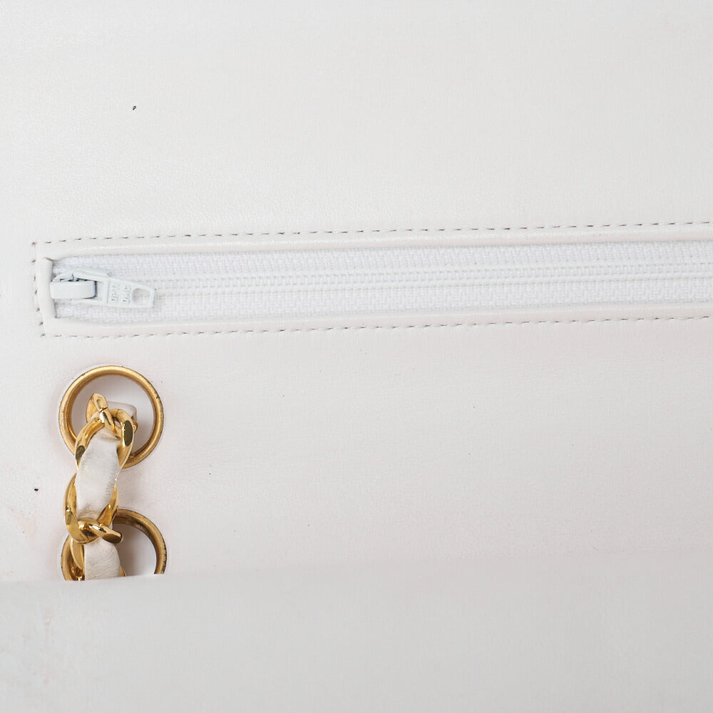 CHANEL Shoulder Bag Matlasse Double Flap 23cm Chain Shoulder Lambskin White Gold-Tone Hardware, Pre-Owned