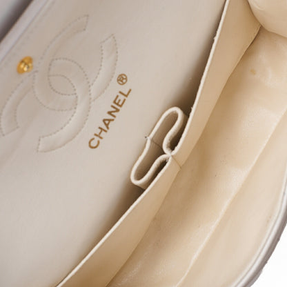 CHANEL Shoulder Bag Matlasse Double Flap 23cm Chain Shoulder Lambskin White Gold-Tone Hardware, Pre-Owned